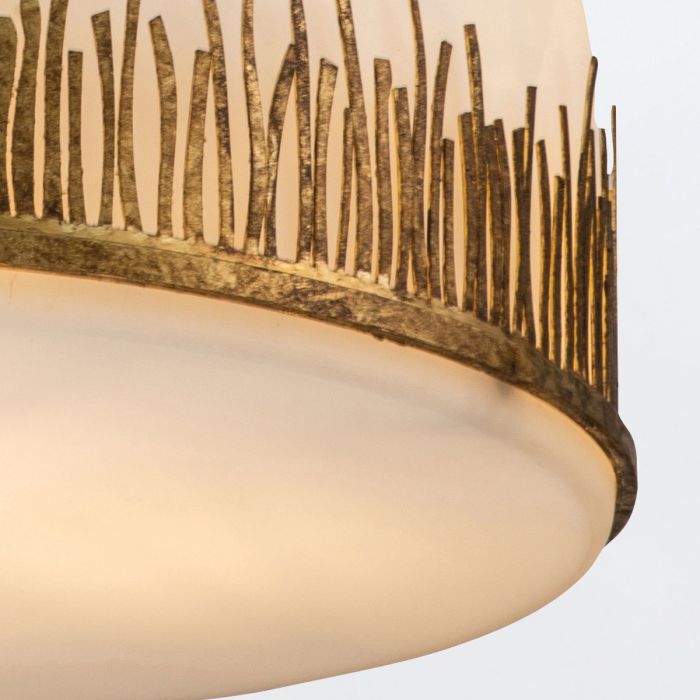 Quintiesse Sawgrass 3-Light Gold Leaf with Antique Glaze Large Drum Chandelier
