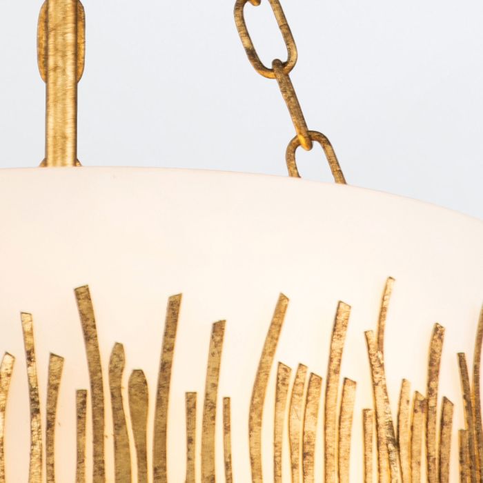 Quintiesse Sawgrass 3-Light Gold Leaf with Antique Glaze Small Drum Chandelier