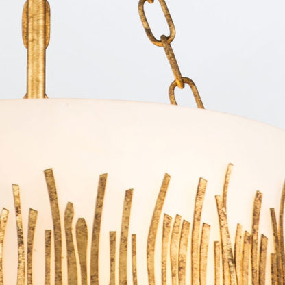 Quintiesse Sawgrass 3-Light Gold Leaf with Antique Glaze Small Drum Chandelier