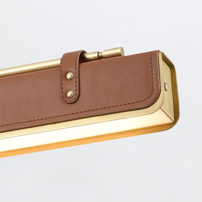 Alora Valise 1-Light Vintage Brass & Cognac Leather Linear LED Island Pendant Chandelier