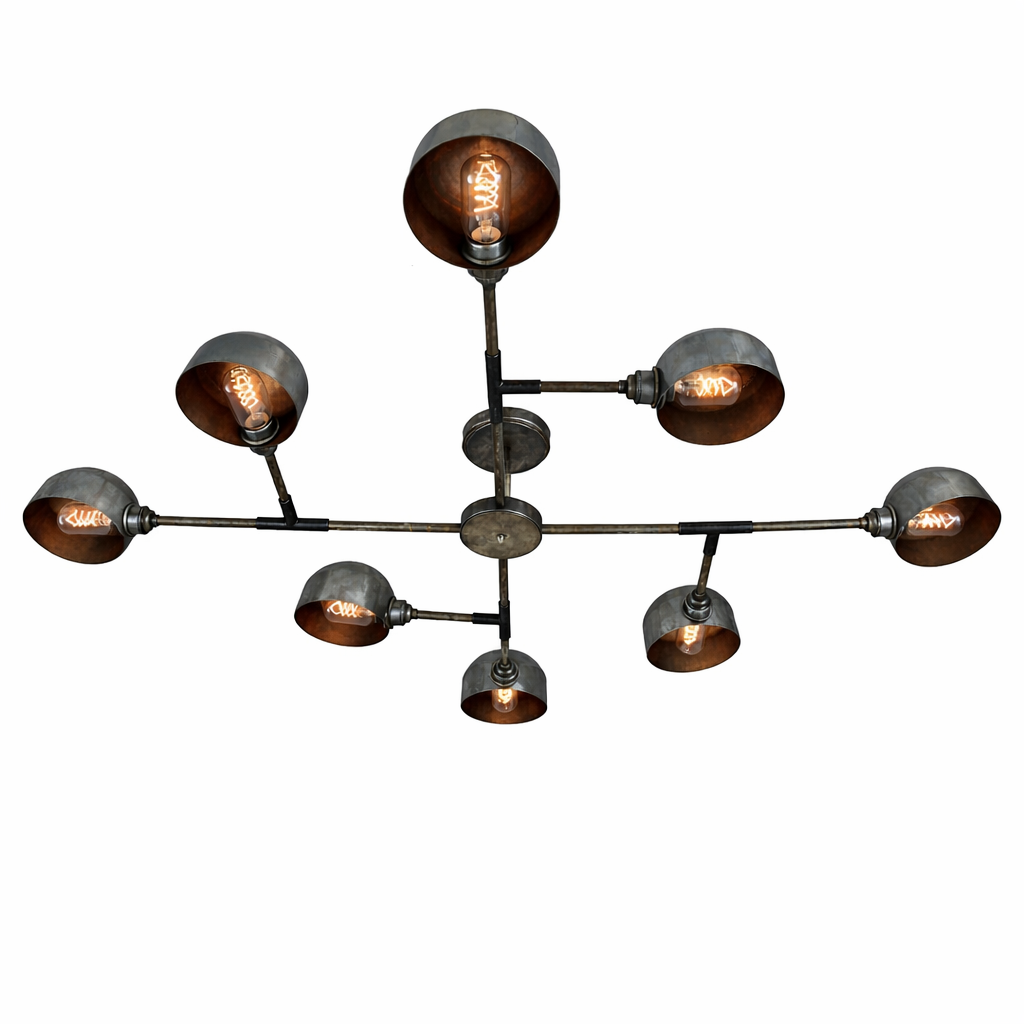 Mullan Lighting Santa Anita 8-Light Industrial Flush Chandelier
