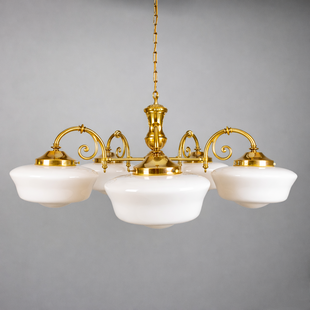 Mullan Lighting Clones 5-Light Schoolhouse Brass Chandelier