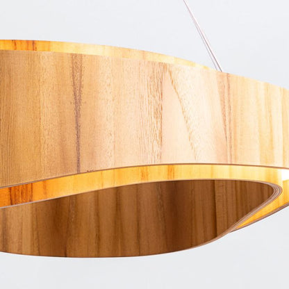 Accord Lighting Horizon LED Teak Veneer Large Ring Pendant Chandelier