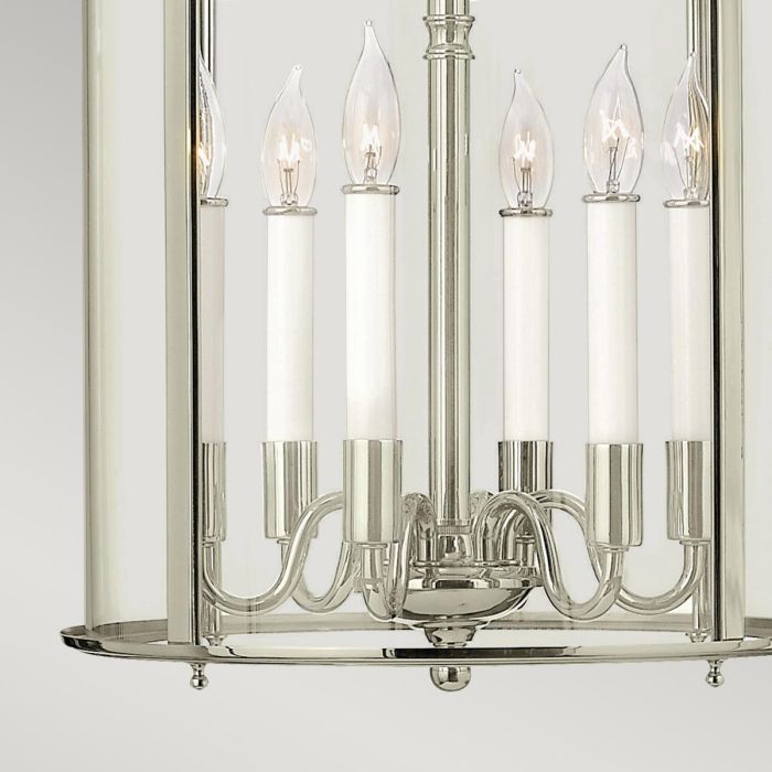 Hinkley Gentry 6-Light Polished Nickel Large Lantern Pendant Chandelier