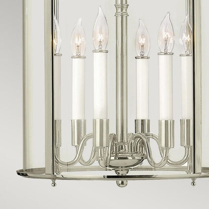 Hinkley Gentry 6-Light Polished Nickel Large Lantern Pendant Chandelier