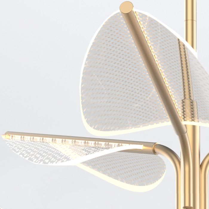Alora Floriana 8-Light Leaf Natural Brass LED Modern Chandelier