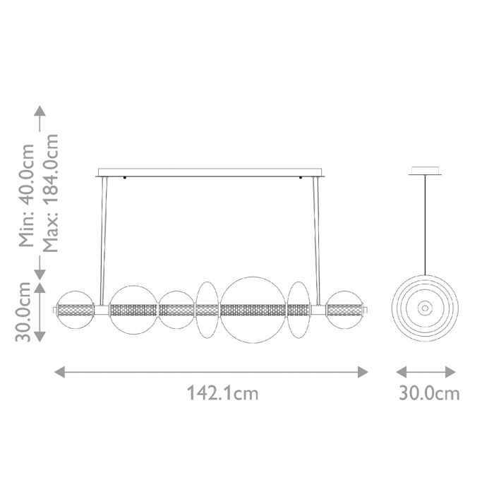 Eurofase Atomo 7-Light Brushed Gold Linear Island Pendant Chandelier