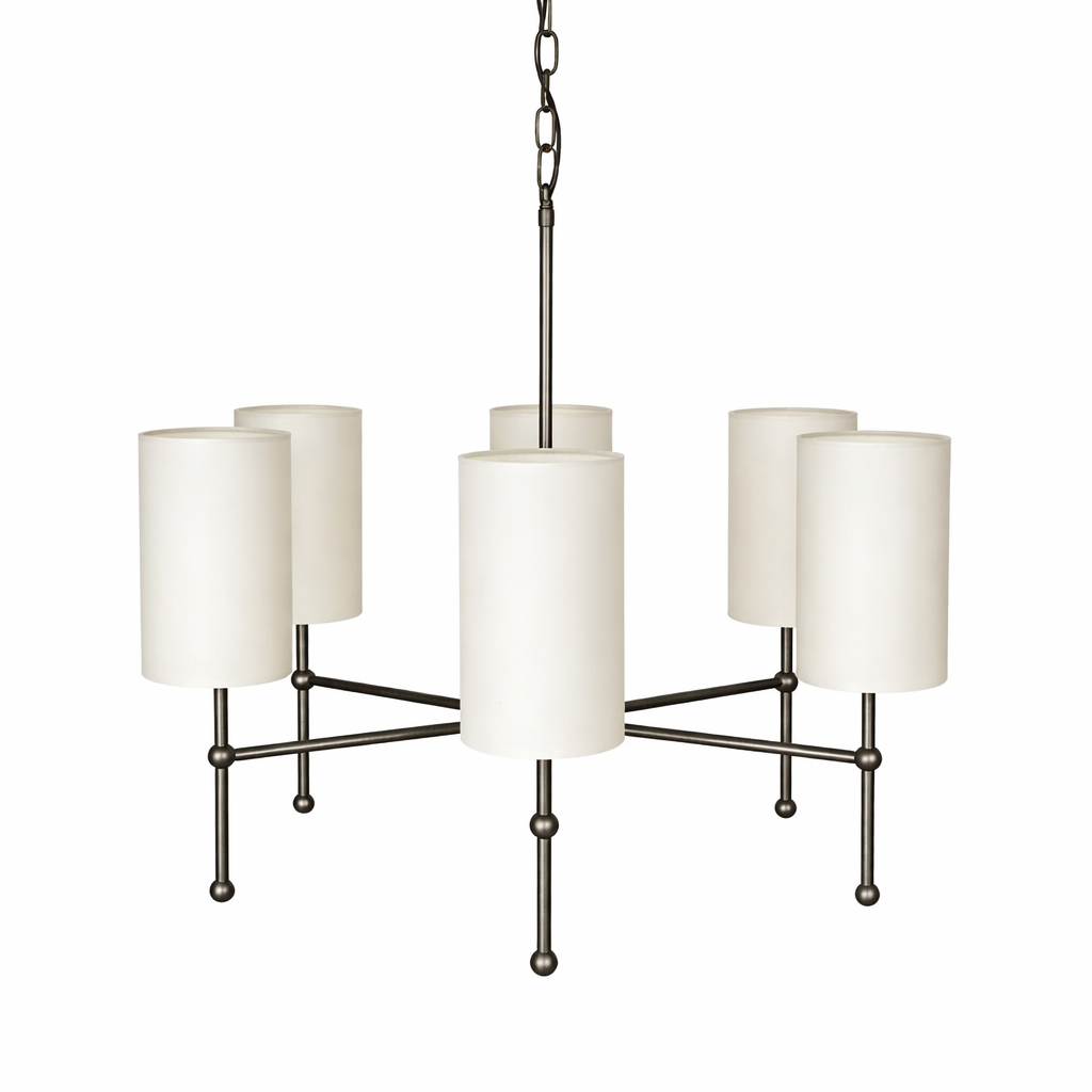 Mullan Lighting Arizona 6-Light Brass Chandelier – Contemporary Fabric Shade Design