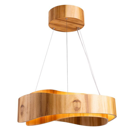 Accord Lighting Horizon LED Teak Veneer Medium Ring Pendant Chandelier