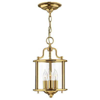 Hinkley Gentry 3-Light Polished Brass Small Lantern Pendant Chandelier