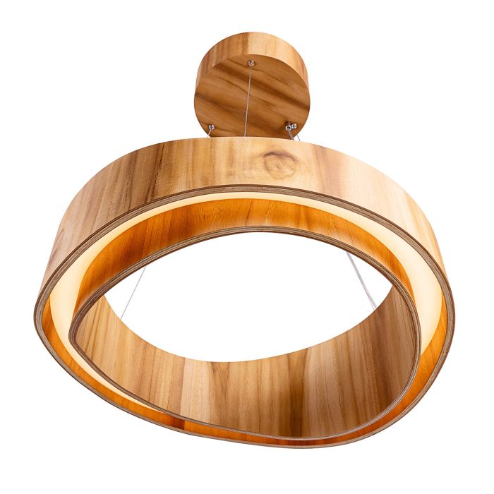 Accord Lighting Horizon LED Teak Veneer Medium Ring Pendant Chandelier