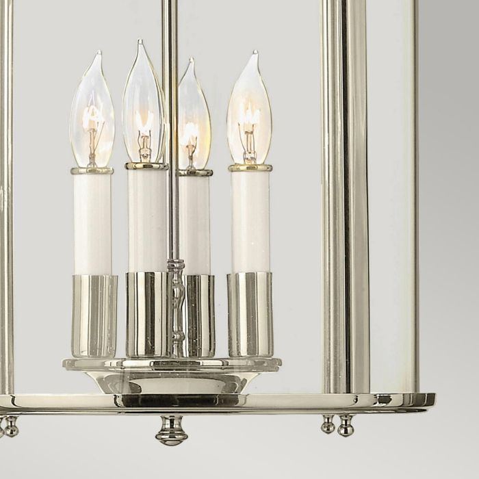 Hinkley Gentry 4-Light Polished Nickel Medium Lantern Pendant Chandelier
