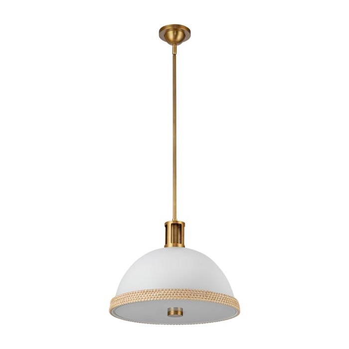 Alora Doral 2-Light Matte White/Vintage Brass Modern Pendant Chandelier