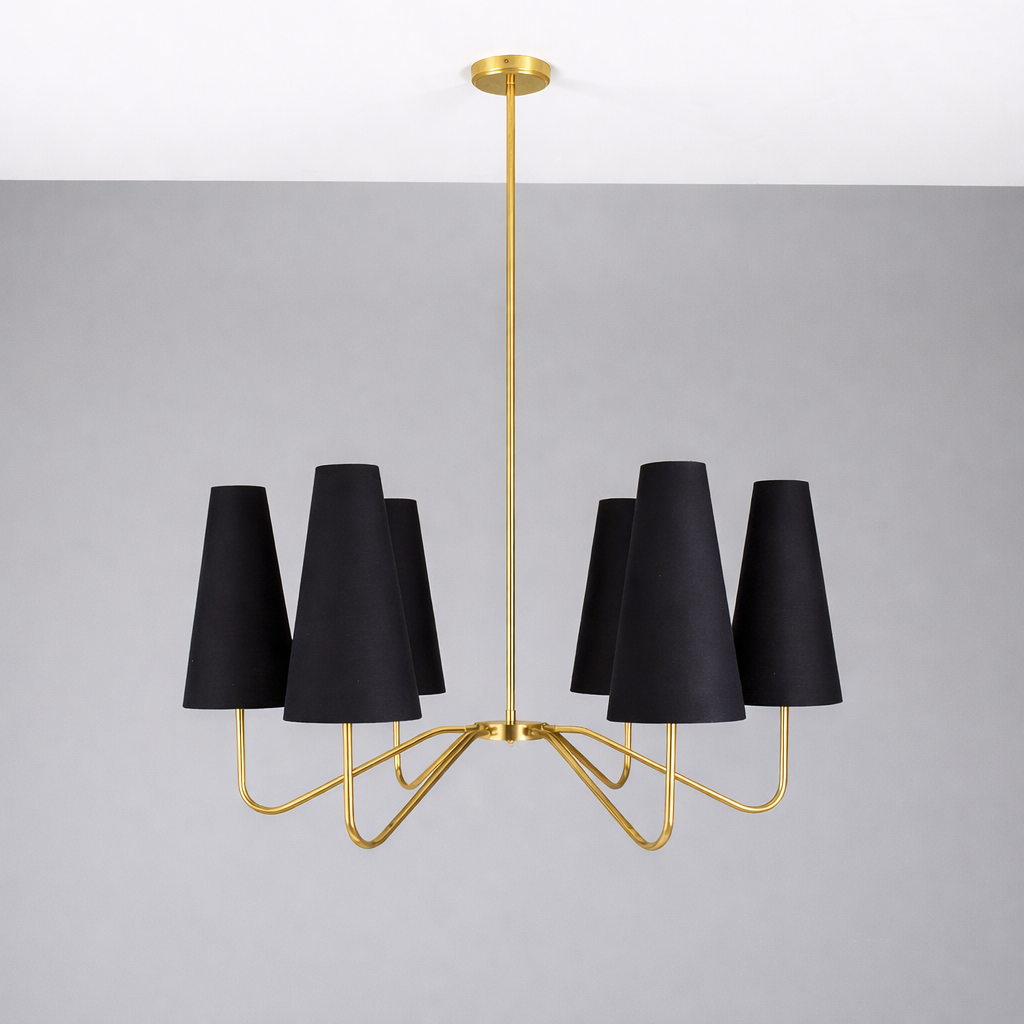 Mullan Lighting Para 6-Light Modern Brass Chandelier with Fabric Shades