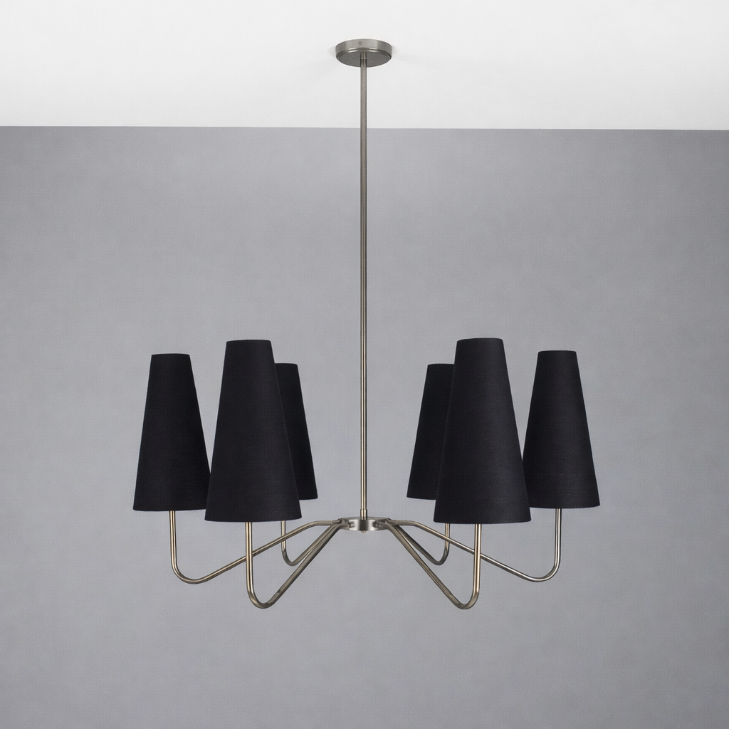 Mullan Lighting Para 6-Light Modern Brass Chandelier with Fabric Shades