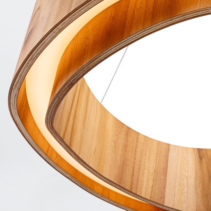 Accord Lighting Horizon LED Teak Veneer Medium Ring Pendant Chandelier