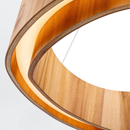 Accord Lighting Horizon LED Teak Veneer Medium Ring Pendant Chandelier
