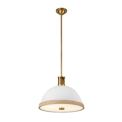 Alora Doral 2-Light Matte White/Vintage Brass Modern Pendant Chandelier
