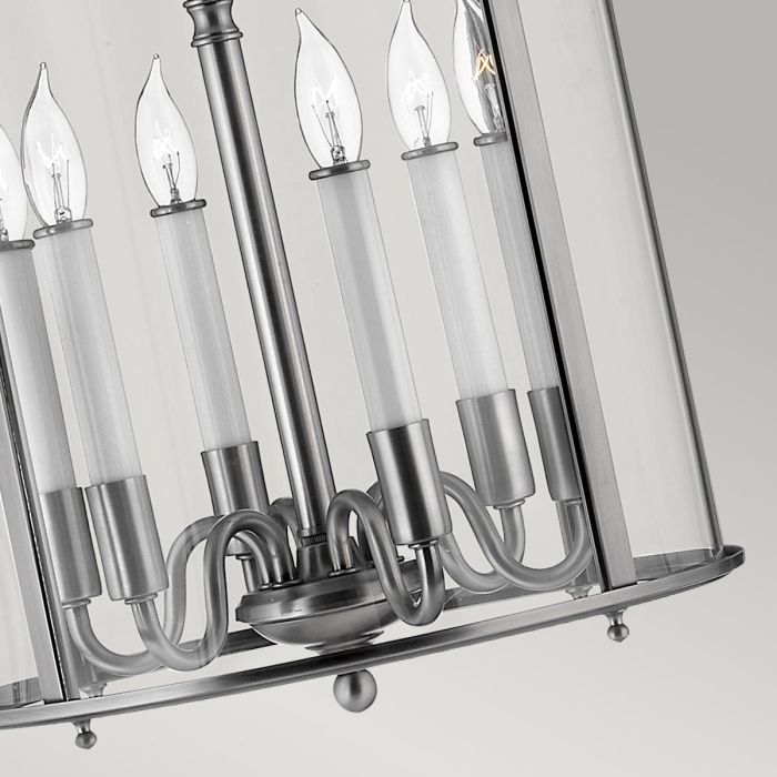 Hinkley Gentry 6-Light Pewter Large Lantern Pendant Chandelier