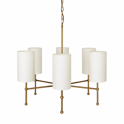 Mullan Lighting Arizona 6-Light Brass Chandelier – Contemporary Fabric Shade Design