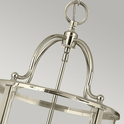 Hinkley Gentry 4-Light Polished Nickel Medium Lantern Pendant Chandelier