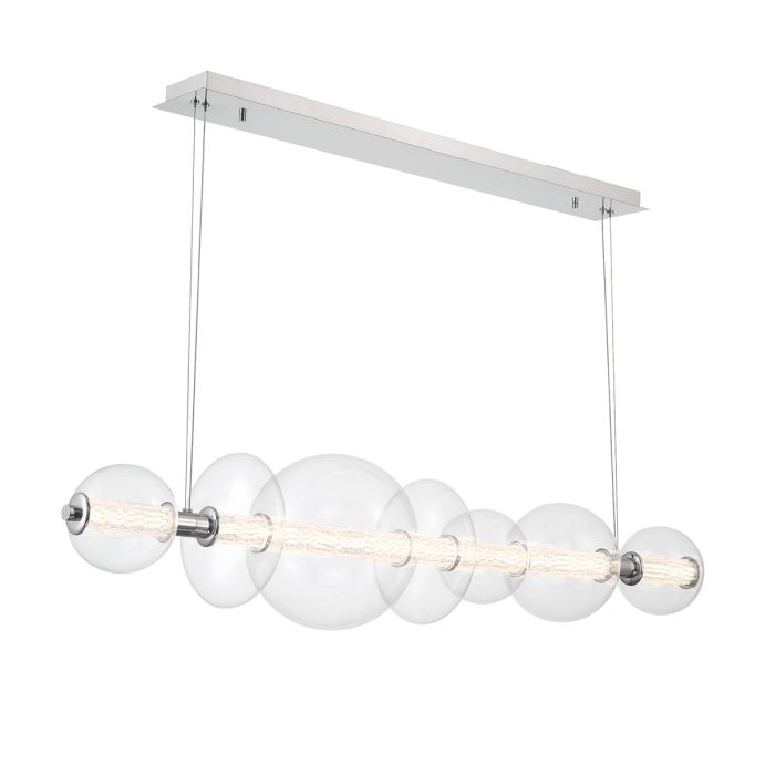 Eurofase Atomo 7-Light Polished Chrome Linear Island Pendant Chandelier