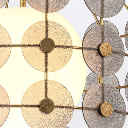 Quintiesse Meridian 3-Light Distressed Gold & Smoked Glass Pendant Chandelier