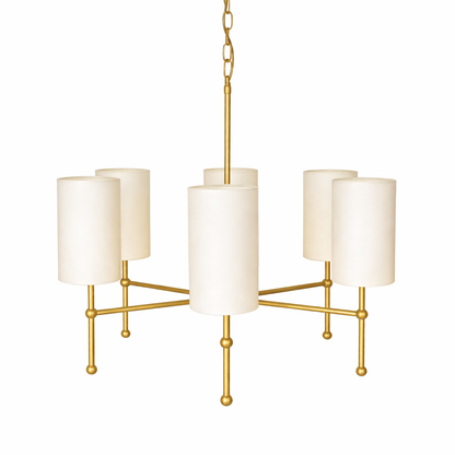 Mullan Lighting Arizona 6-Light Brass Chandelier – Contemporary Fabric Shade Design
