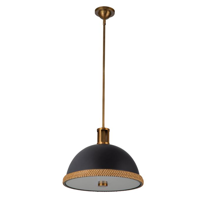 Alora Doral 2-Light Matte Black/Vintage Brass Modern Pendant Chandelier
