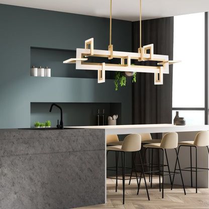 Eurofase Inizio Matte Gold Modern Medium Linear Pendant Chandelier