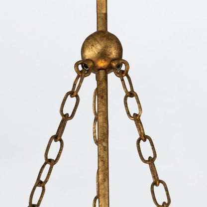 Quintiesse Sawgrass 3-Light Gold Leaf with Antique Glaze Large Drum Chandelier