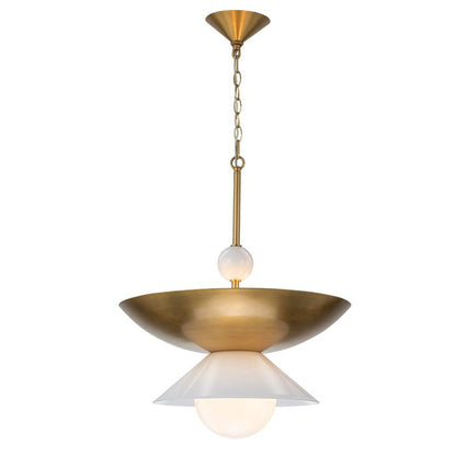 Quintiesse Saucer 4-Light Aged Brass Modern Pendant Chandelier