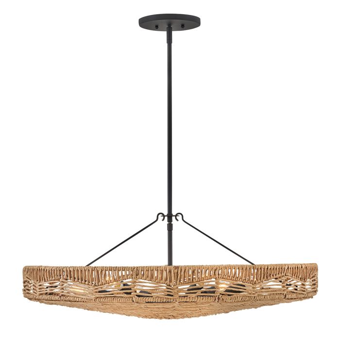 Hinkley Ophelia 6-Light Black and Camel Modern Duo-Mount Pendant Chandelier