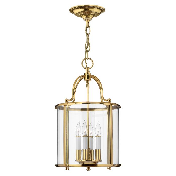 Hinkley Gentry 4-Light Polished Brass Medium Lantern Pendant Chandelier