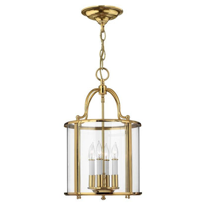 Hinkley Gentry 4-Light Polished Brass Medium Lantern Pendant Chandelier