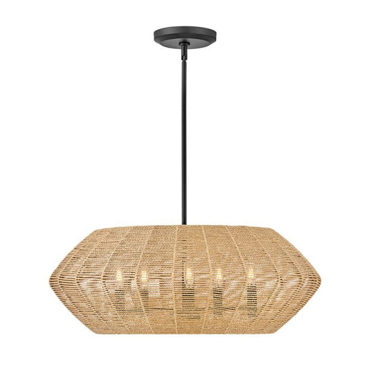 Hinkley Luca 5-Light Black and Camel Modern Duo-Mount Pendant Chandelier