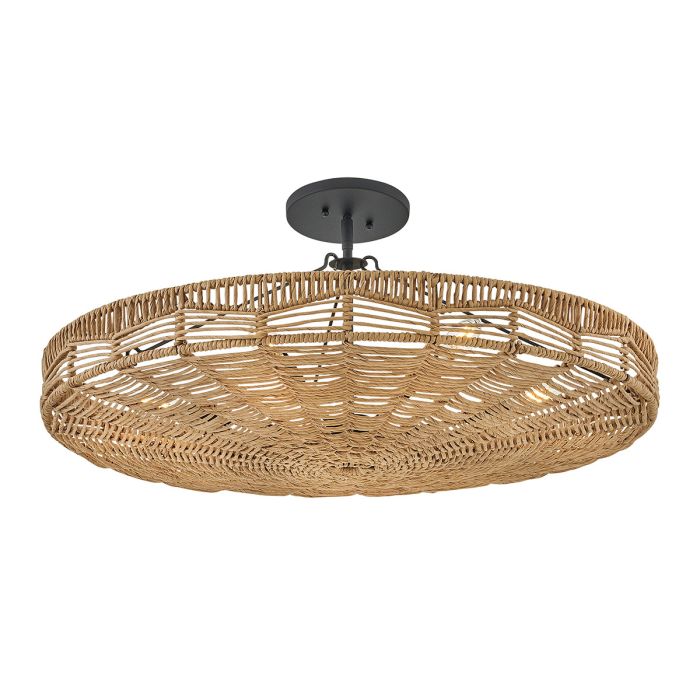 Hinkley Ophelia 6-Light Black and Camel Modern Duo-Mount Pendant Chandelier