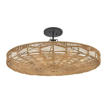 Hinkley Ophelia 6-Light Black and Camel Modern Duo-Mount Pendant Chandelier