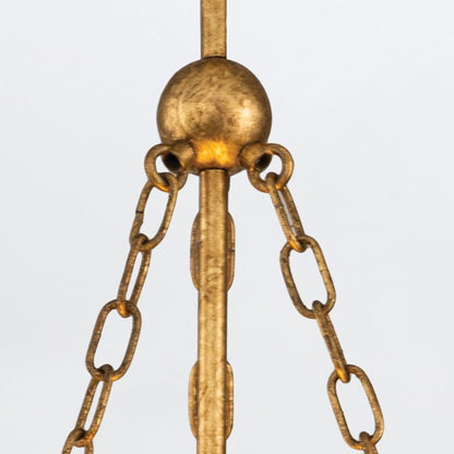 Quintiesse Sawgrass 3-Light Gold Leaf with Antique Glaze Small Drum Chandelier