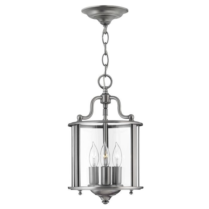Hinkley Gentry 3-Light Pewter Small Lantern Pendant Chandelier