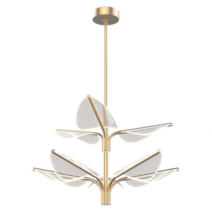 Alora Floriana 8-Light Leaf Natural Brass LED Modern Chandelier
