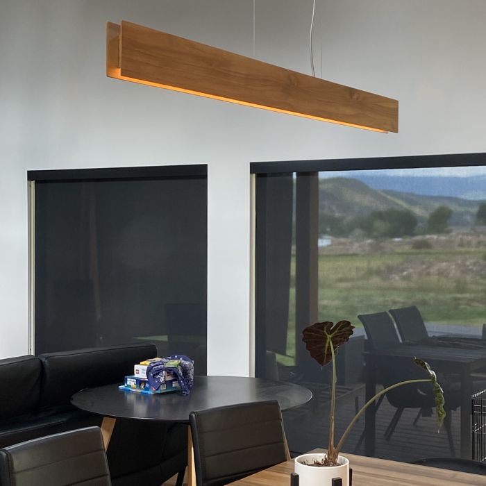 Accord Lighting Clean LED Teak Veneer Linear Pendant Chandelier