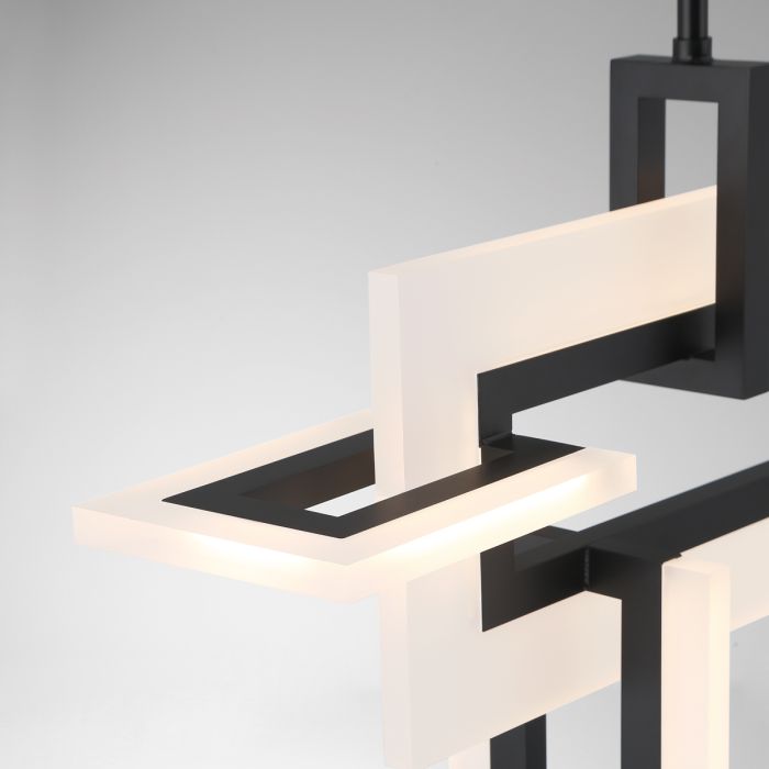 Eurofase Inizio Matte Black Modern Small Linear Pendant Chandelier