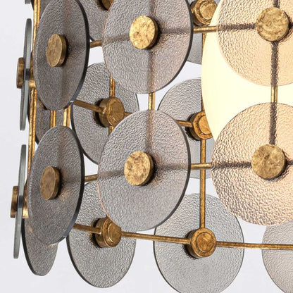 Quintiesse Meridian 3-Light Distressed Gold & Smoked Glass Pendant Chandelier