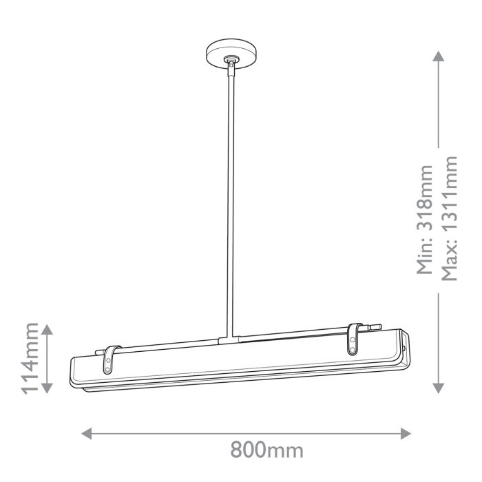 Alora Valise 1-Light Vintage Brass & Tuxedo Leather Linear LED Island Pendant Chandelier