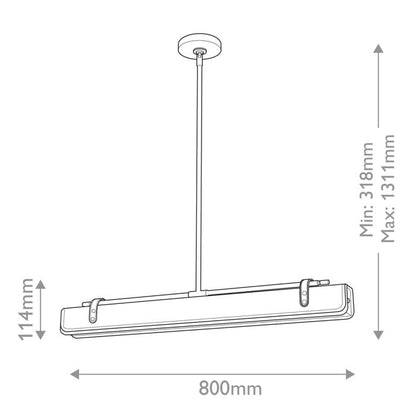 Alora Valise 1-Light Vintage Brass & Tuxedo Leather Linear LED Island Pendant Chandelier