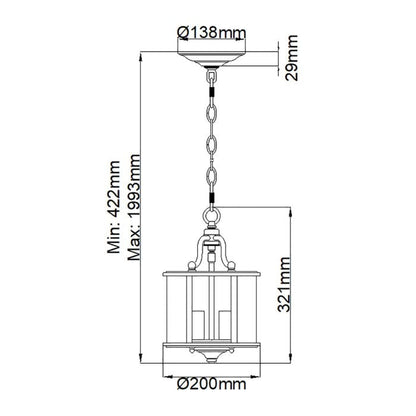 Hinkley Gentry 3-Light Pewter Small Lantern Pendant Chandelier