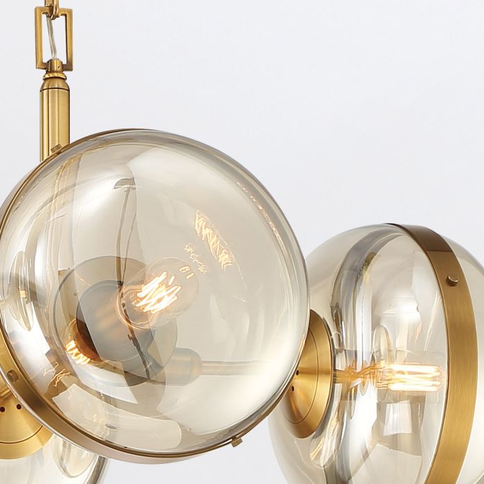 Eurofase Nottingham 6-Light Antique Brass Linear Pendant Chandelier