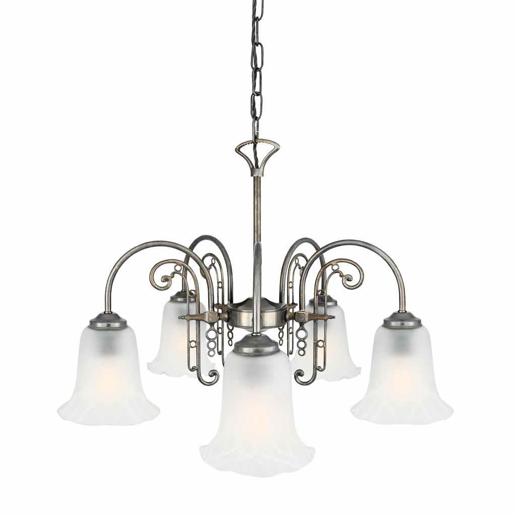 Mullan Lighting Medan 5-Light Brass & Glass Chandelier