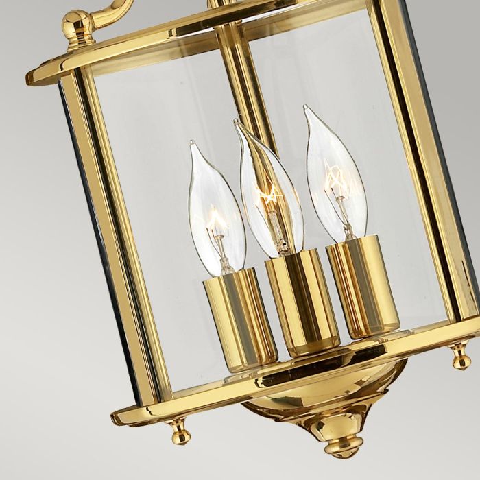 Hinkley Gentry 3-Light Polished Brass Small Lantern Pendant Chandelier